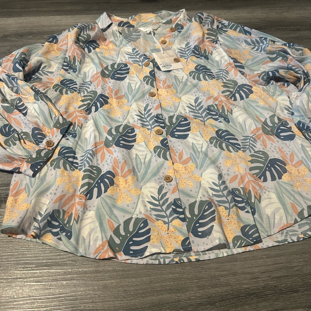 LC Lauren Conrad Pastel Botanical Print Blouse